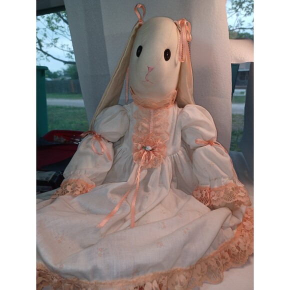 24' HandMade Beautiful Cloth Bunny Rabbit in lace dress pantaloons & shoes ! - Picture 3 of 13